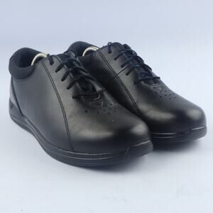 DREW Size 9.5 Wide WW Women's Tulip Oxford Smooth Black Leather Comfort Shoé